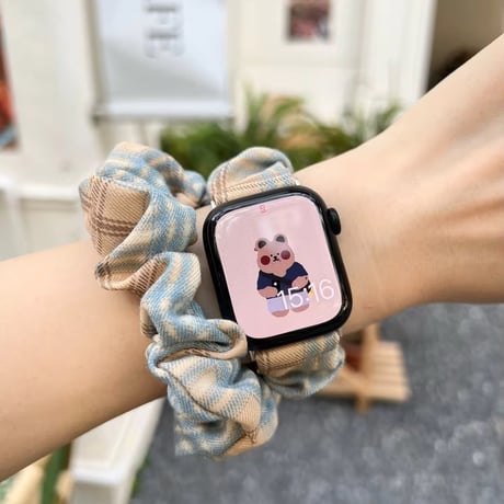 N00133 チェック柄シュシュApple Watchバンド