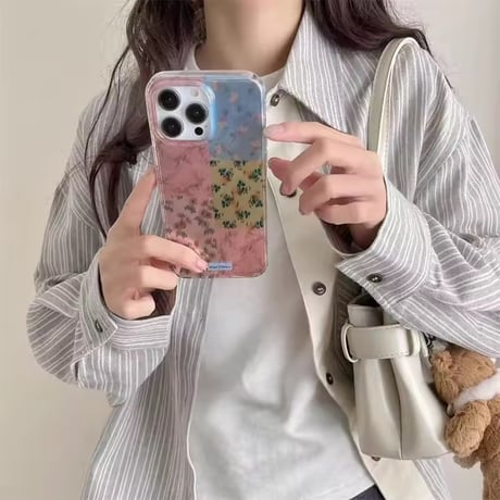 S75026 花柄パッチワーク iPhoneケース