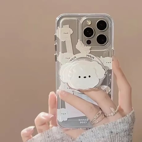 K23131 ぷくぷくパピー MagSafeグリップ付きiPhoneケース