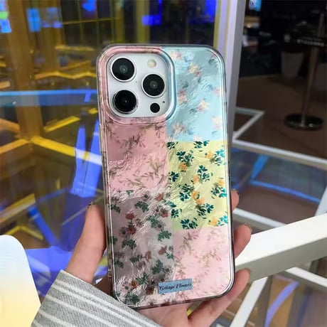 S75026 花柄パッチワーク iPhoneケース