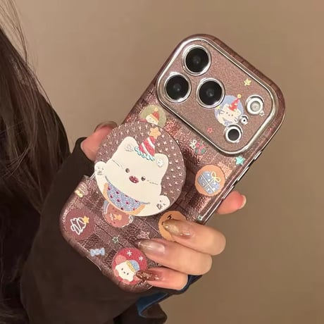 K23133 くまちゃんショコラ グリップ付きiPhoneケース