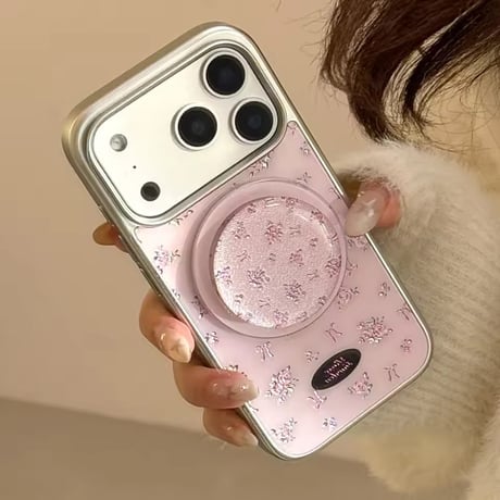 K23129 ローズリボン MagSafeグリップ付きiPhoneケース