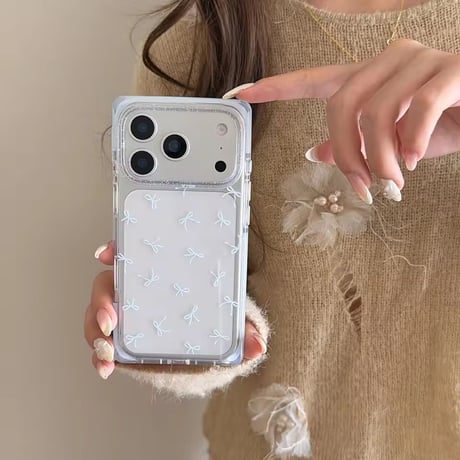 L62439 小さめリボン柄クリアiPhoneケース