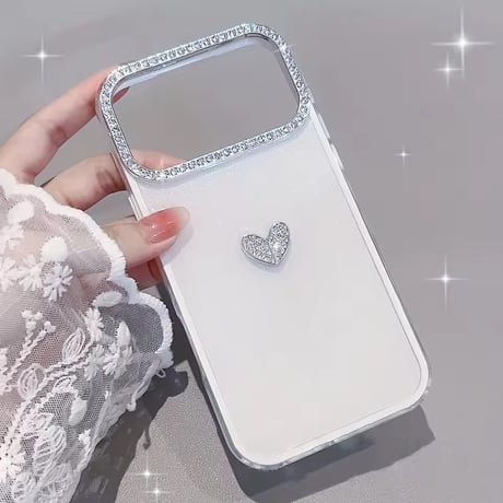 S75144 きらめきハートのホワイトラメ iPhoneケース