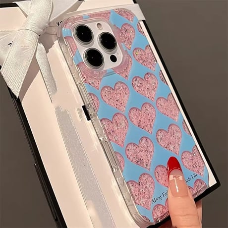 S74476 きらめきハートグリッター iPhoneケース