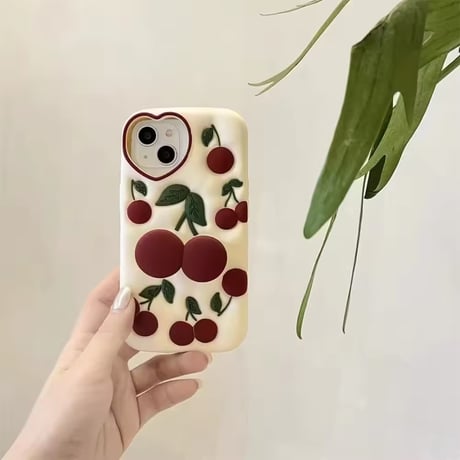 K22687 ぷっくりチェリースタンドiPhoneケース