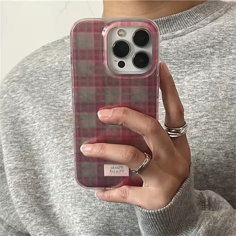 S74928 ガーリーピンクチェック iPhoneケース