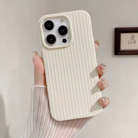 S74538 くすみカラーのリブデザインiPhoneケース