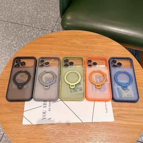S75530 メッシュデザイン回転リング付きMagSafe対応iPhoneケース