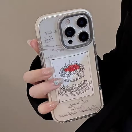 L62366 ケーキスケッチのクリア iPhoneケース