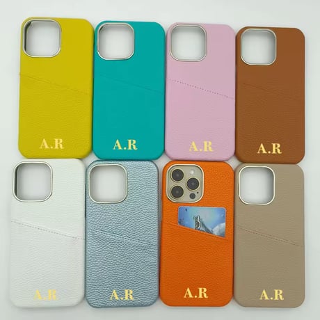 K23055 イニシャル刻印対応 カードポケット付きiPhoneケース