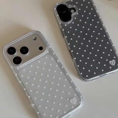 L62460 ホワイトドットクリアiPhoneケース