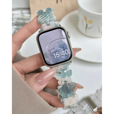 N00037 フラワリーベア クリアApple Watchバンド