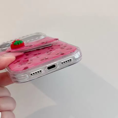 K23108 いちごチェリースタンドiPhoneケース
