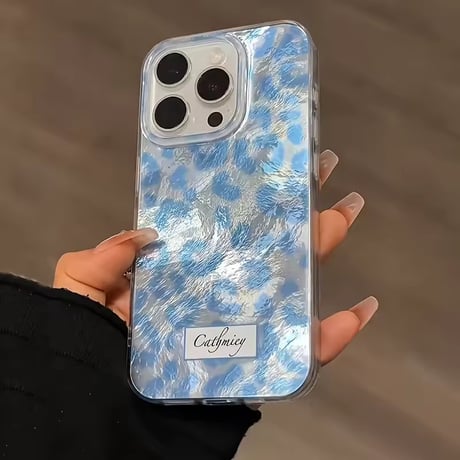 S75194 ブルーヒョウ柄 iPhoneケース