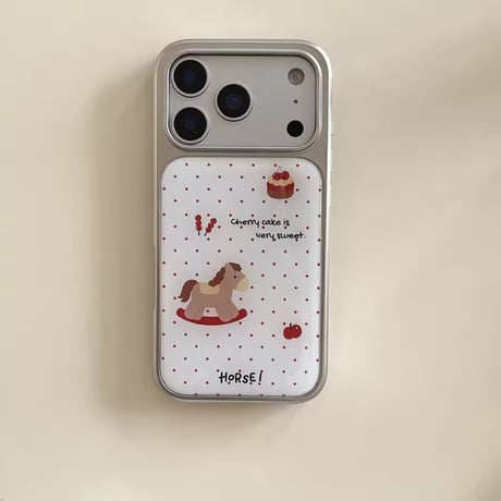 S75228 チェリーケーキと木馬のドットiPhoneケース
