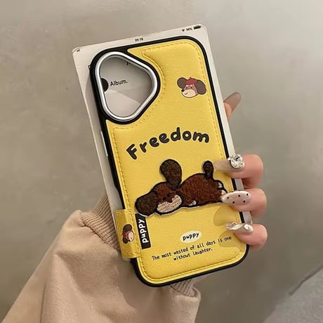 S75009 ふわもこパピー刺繍 iPhoneケース