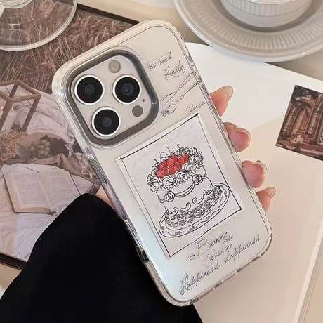 L62366 ケーキスケッチのクリア iPhoneケース