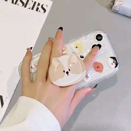 P0382 ぷくっと わんこフェイス スマホグリップ