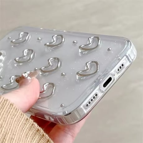 L62099 シルバーハートクリア iPhoneケース