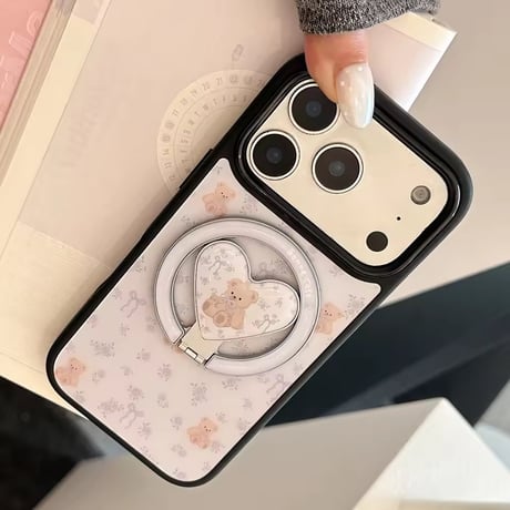 K23094 くまちゃんハートMagSafeグリップiPhoneケース