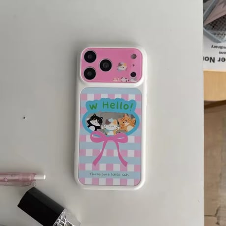 S75572 スリーキャットリボン iPhoneケース