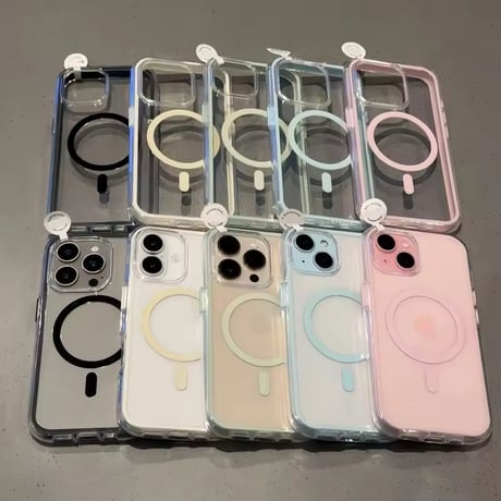 L62386 カラーフレームクリア MagSafe対応 iPhoneケース