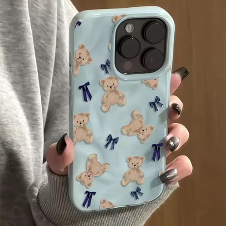 S75539 くまリボンパターンiPhoneケース