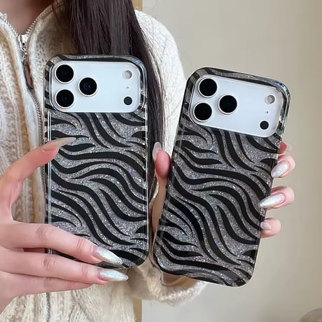 S75317 シルバーグリッター ゼブラiPhoneケース