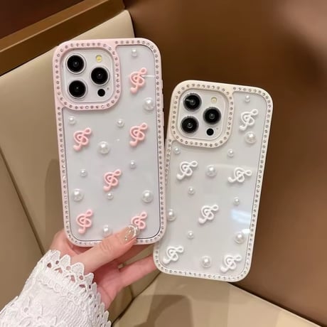 S74919 パール×ト音記号 ジュエリー iPhoneケース