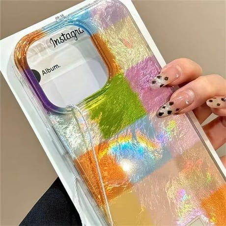 S75195 カラーブロック オーロラiPhoneケース