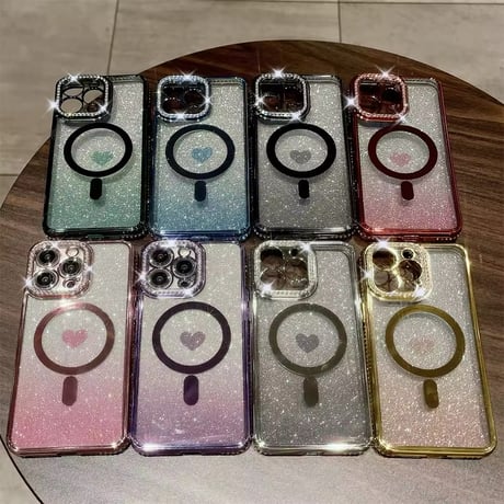 S74427 ハートラメMagSafe対応iPhoneケース