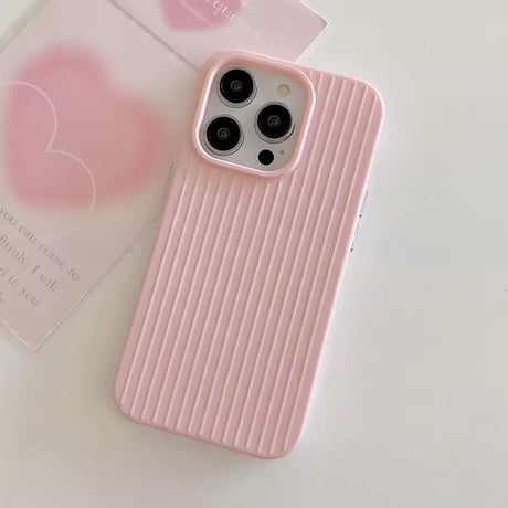 S74538 くすみカラーのリブデザインiPhoneケース