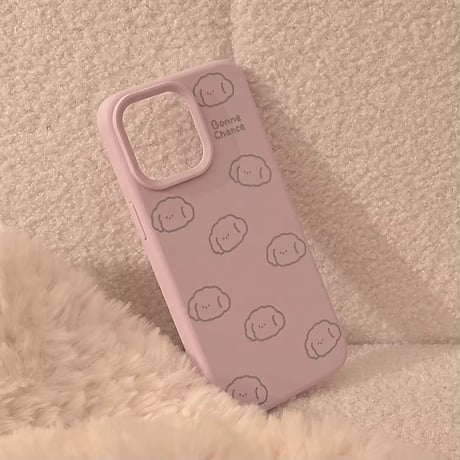 S74794 ふわふわドッグ柄iPhoneケース