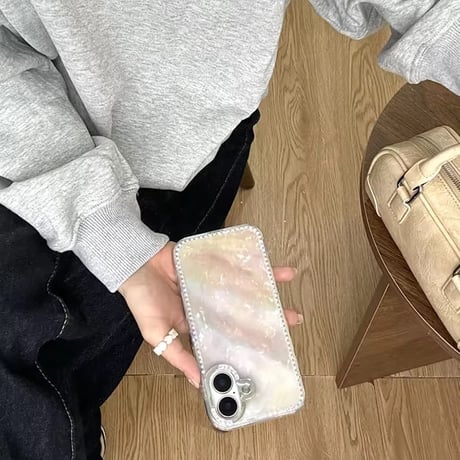 S74711 パールシェル×ラインストーン iPhoneケース