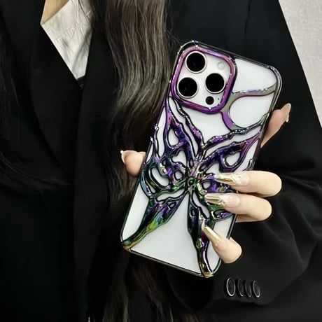 S74708 メタリックバタフライアーマーiPhoneケース