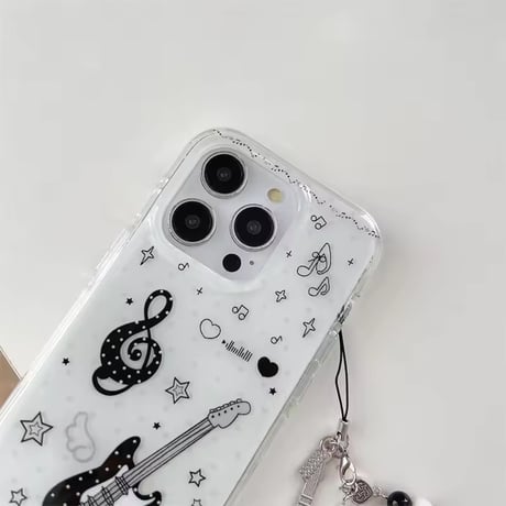 S74975 ギターストラップ付きロックミュージック iPhoneケース