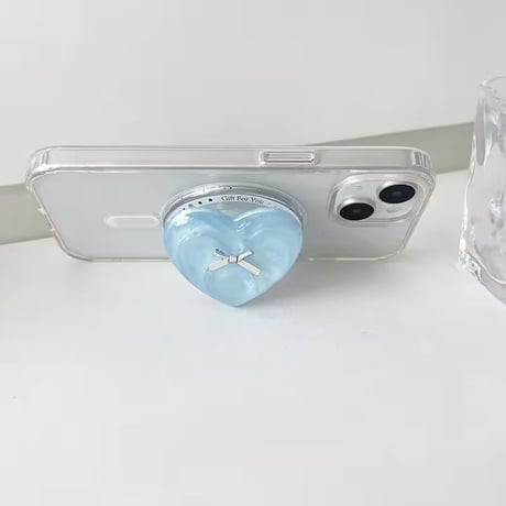 P0329 うるうるリボンハートスマホグリップ