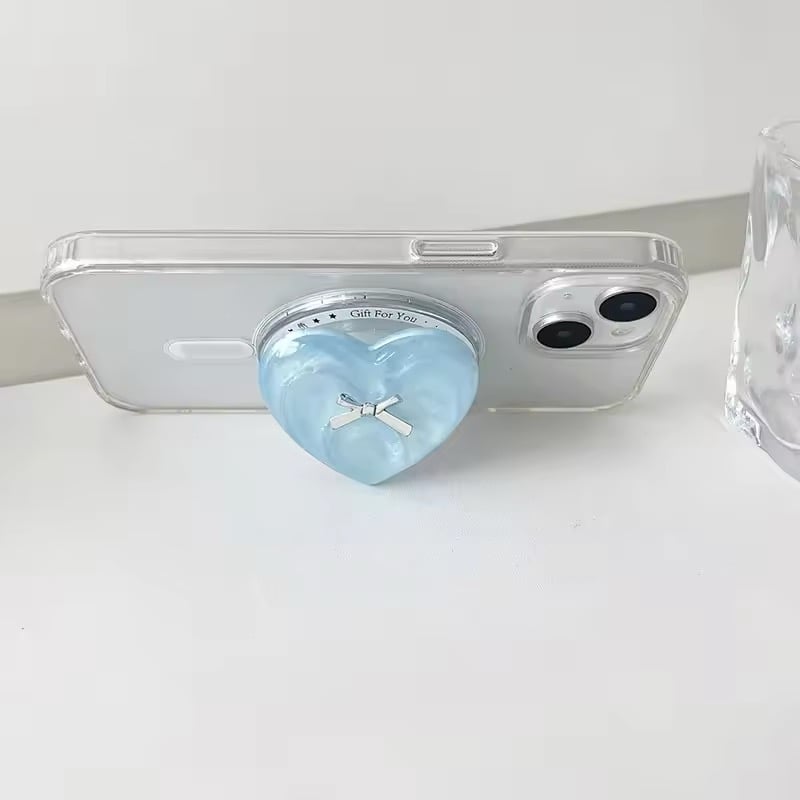 P0329 うるうるリボンハートスマホグリップ | nanomita