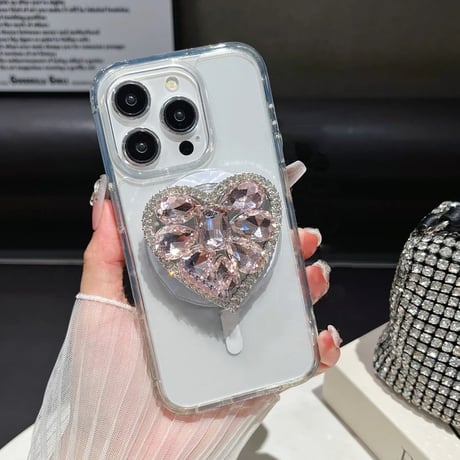 MagSafe対応 スマホグリップ ハート グリッター キラキラ P0264  iPhoneaccessory