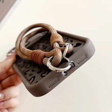 K23029 ハートレオパード ハンドストラップ付き iPhoneケース