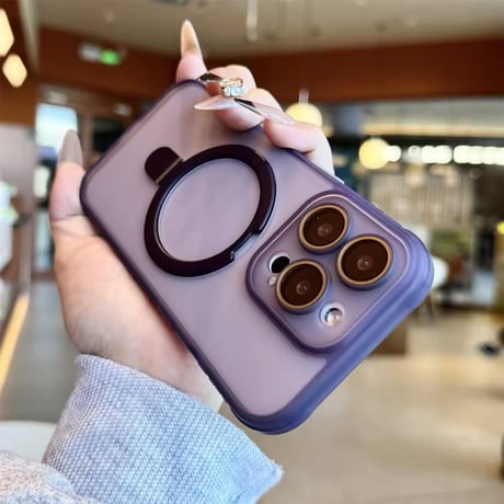 K22739 MagSafe対応くすみカラースタンドリングiPhoneケース