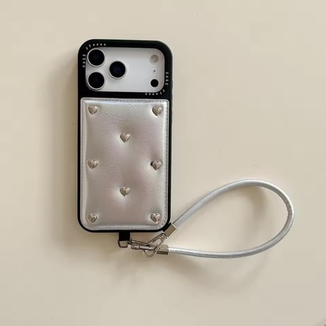 K23087 ハートスタッズハンドストラップiPhoneケース