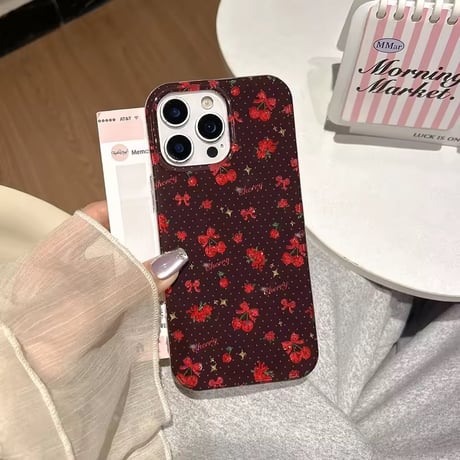 S75197 チェリーリボン ドットiPhoneケース
