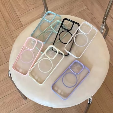 L62234 MagSafe対応フチカラークリアiPhoneケース