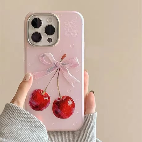 S74951 リボンチェリーのガーリーiPhoneケース