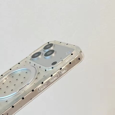 K23115 きらめきドット＆オーロラ 回転リング付きiPhoneケース