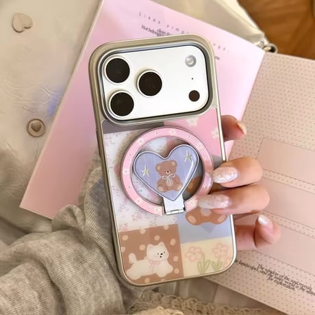 K23157 くまハートリング付きiPhoneケース