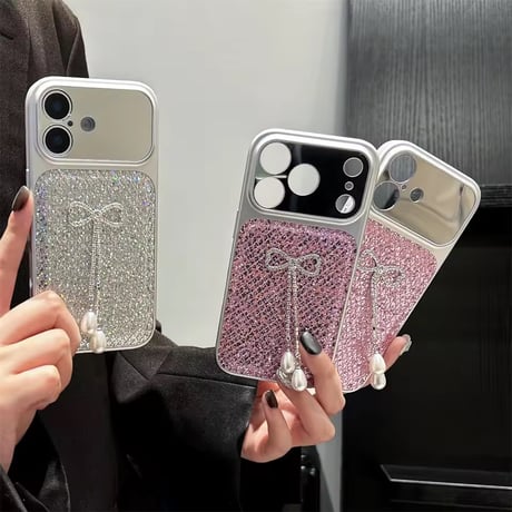 S75419 パールリボングリッターiPhoneケース