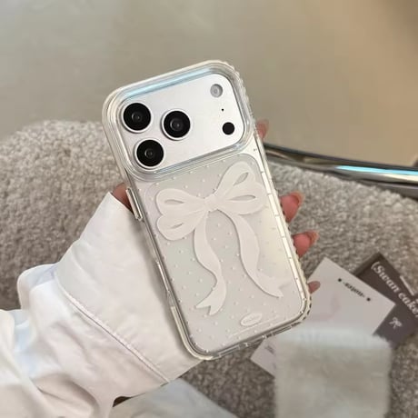 L62481 ドットリボンクリアiPhoneケース